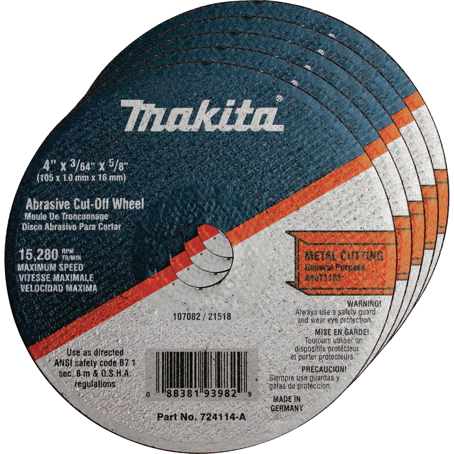 4" x 5/8" x 3/64" Super Thin Cut‑off Wheel, Metal, 25/pk