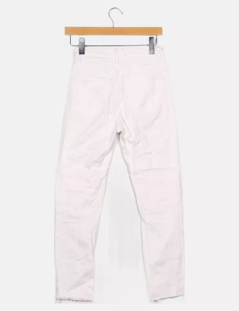 Bershka Pantalón blanco elástico