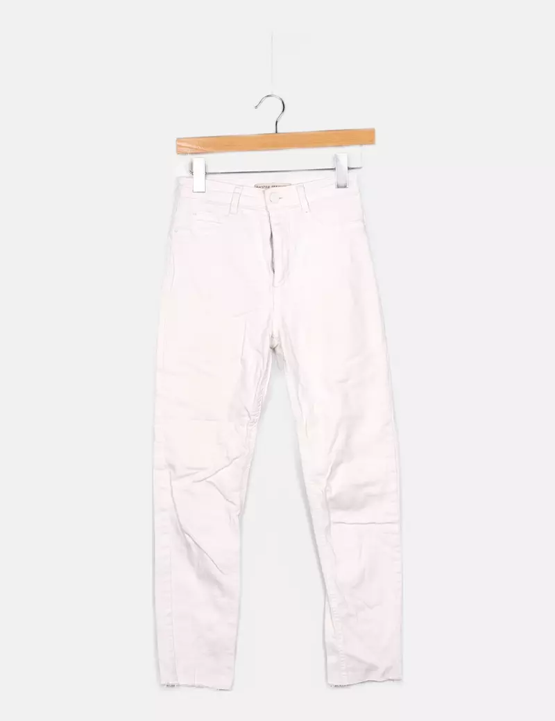 Bershka Pantalón blanco elástico