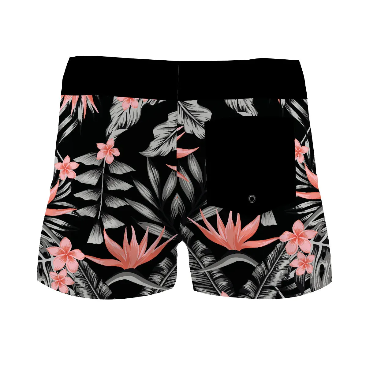 Black Wild Flowers Women Board Shorts