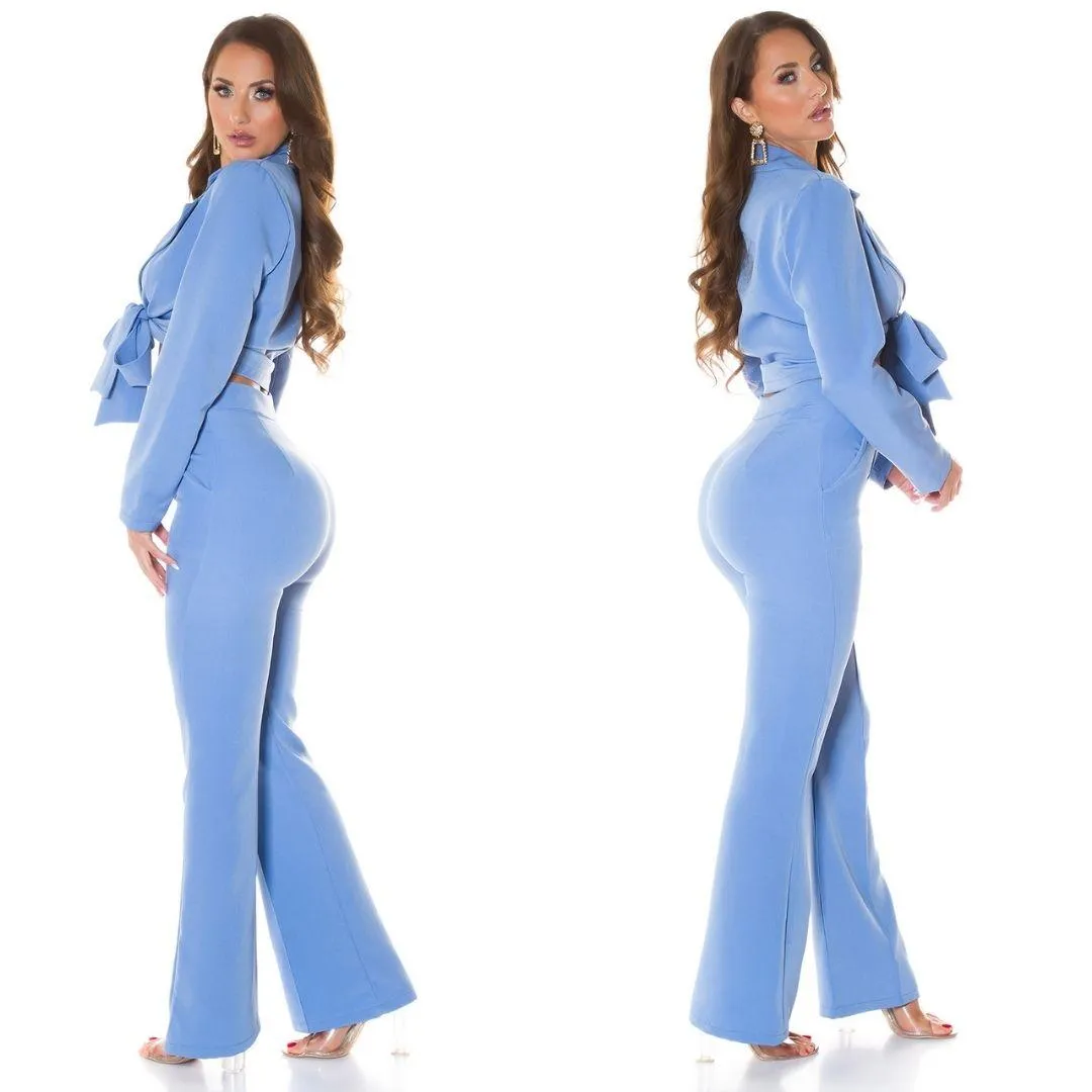 Blazer corto anudado Azul