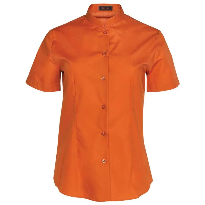 Blusa de mujer en color Caldera de manga corta y cuello mao Yuan - Roger
