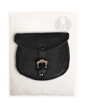 Bolso medieval León, tipo riñonera en negro (20x18 cm.)