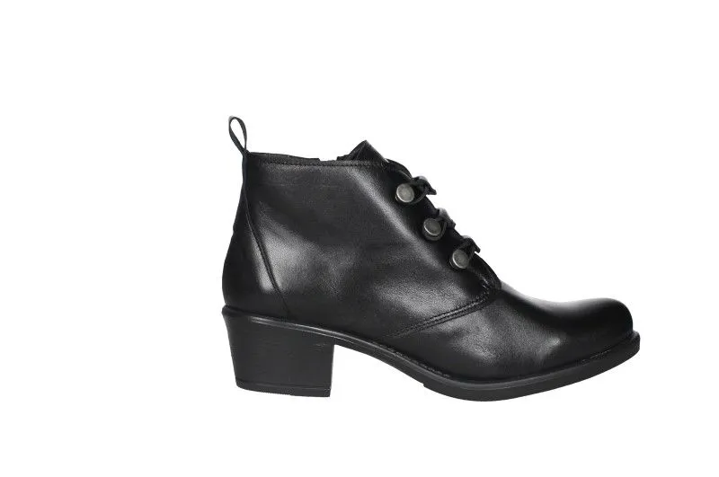 Botin Negro Tres Tiras Empeine Con Botones Metal