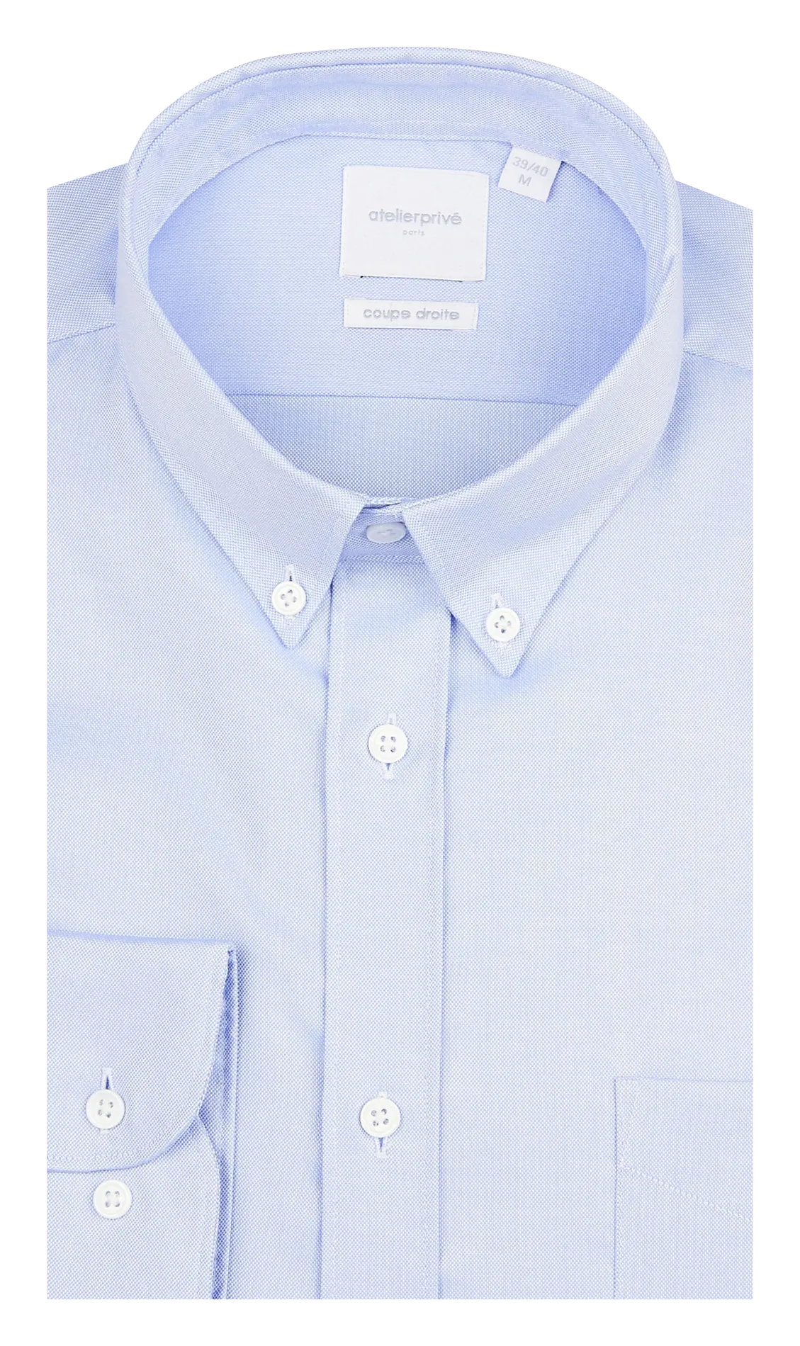 Camisa recta de algodón oxford liso en azul
