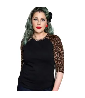 Camiseta chica manga rangla leopardo Rockabilly Rumble59 RUM700