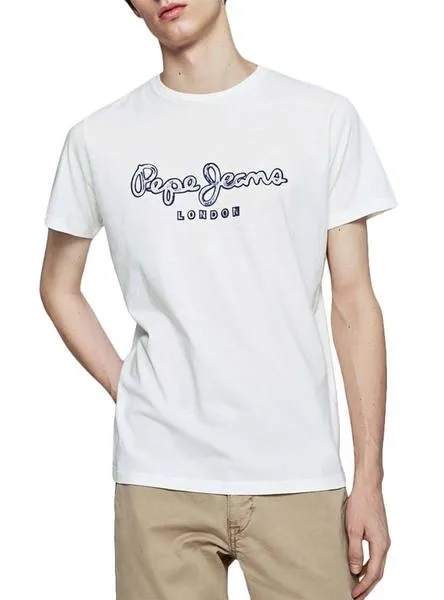 camiseta pepe jeans merton blanco para hombre