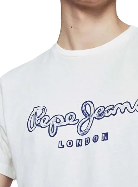 camiseta pepe jeans merton blanco para hombre