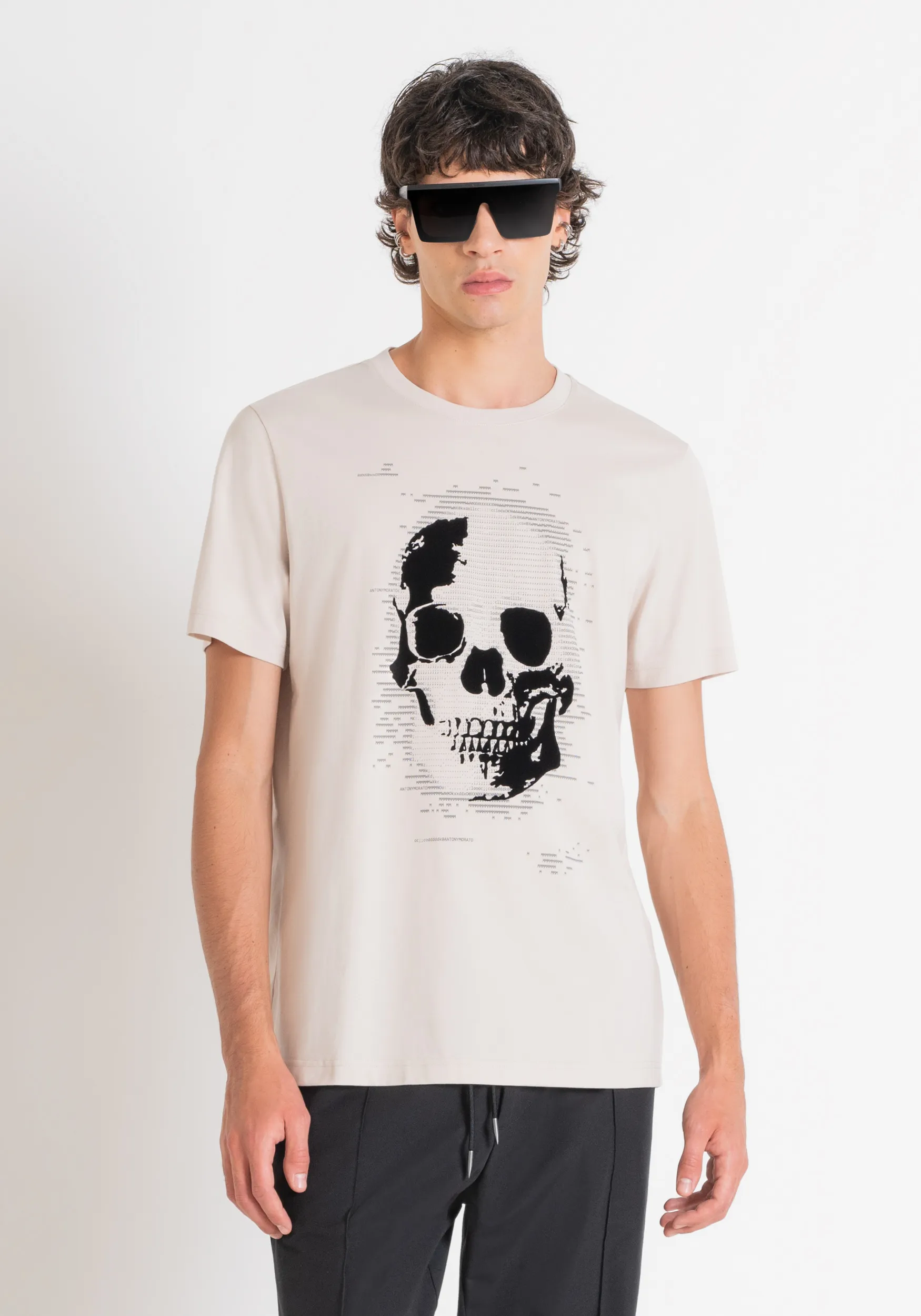 CAMISETA REGULAR FIT DE TEJIDO DE JERSEY DE ALGODÓN CON ESTAMPADO DE CALAVERA