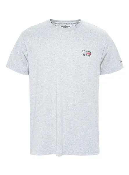 camiseta tommy jeans chest logo gris para hombre