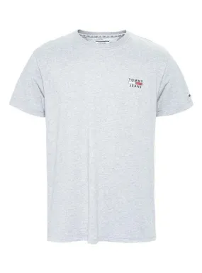 camiseta tommy jeans chest logo gris para hombre