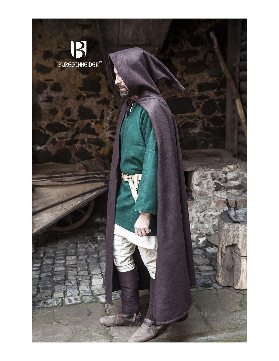 Capa medieval lana Hibernus, marrón
