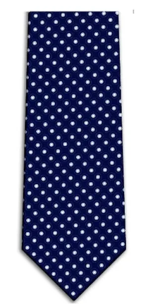 CORBATA AZUL MARINO CON CIRCULO DOBLE AZUL Y BLANCO