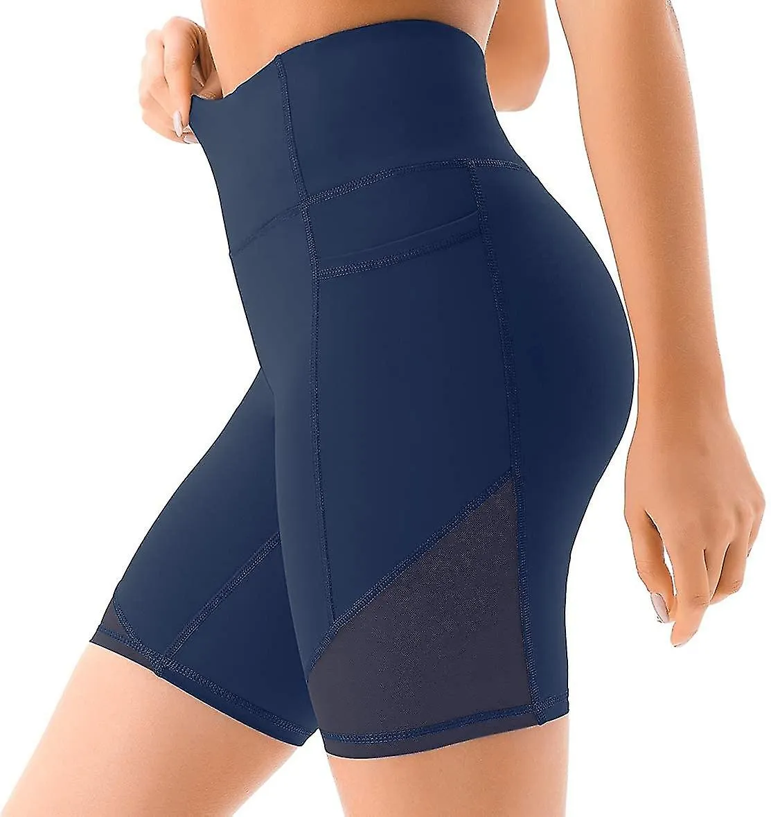 High Waisted Mesh Yoga Shorts For Women With Deep Pockets Women's Workout Biker Shorts