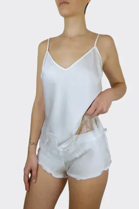 Ivette Bridal Pijama corto de mujer en Crêpe blanco