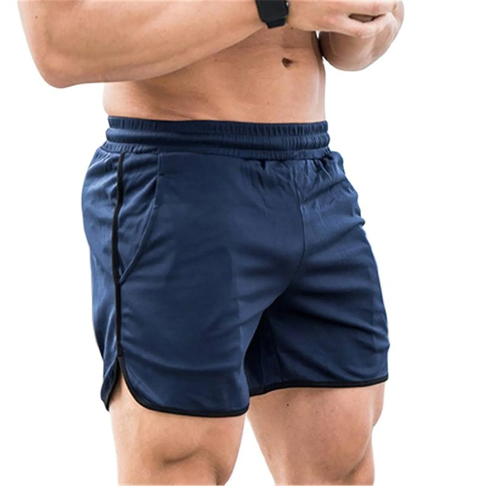 Men's Sports Shorts Quick Dry Mesh Fabric Men Athletic Shorts Drawstring Closure Workout Running Short for Men Navy Blue