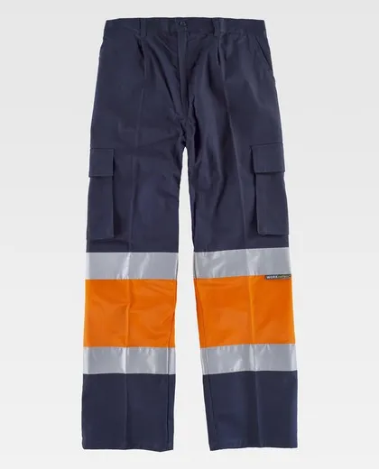 Pantalón combinado con cintura elástica Marino Naranja