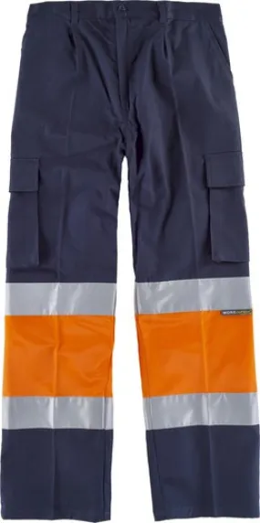 Pantalón combinado con cintura elástica Marino Naranja