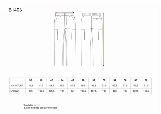 Pantalón Elástico en cintura, multibolsillos Azafata