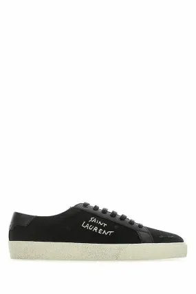 Saint laurent schlichte low-top-sneakers aus schwarzem canvas und leder