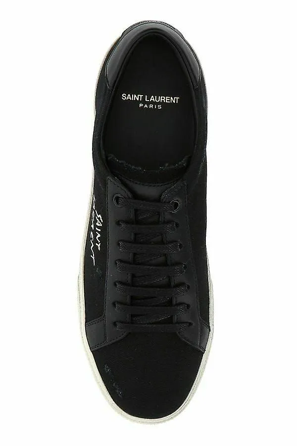 Saint laurent schlichte low-top-sneakers aus schwarzem canvas und leder