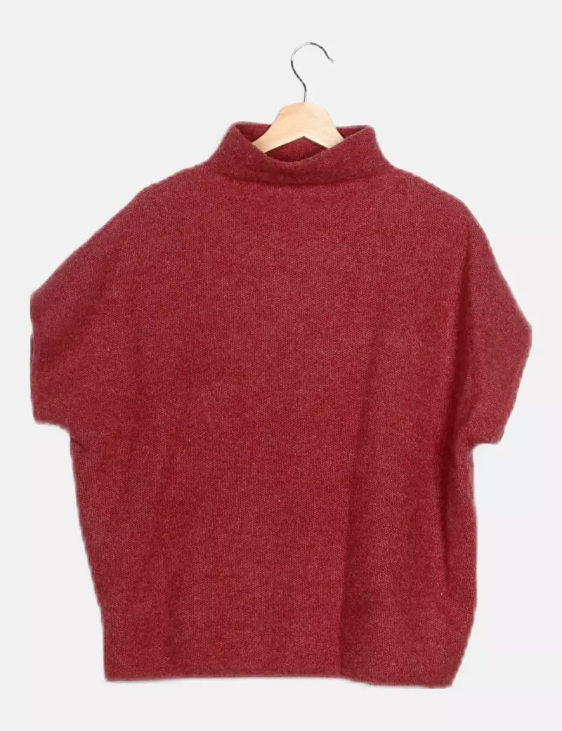 Tahari Jersey punto jaspeado granate