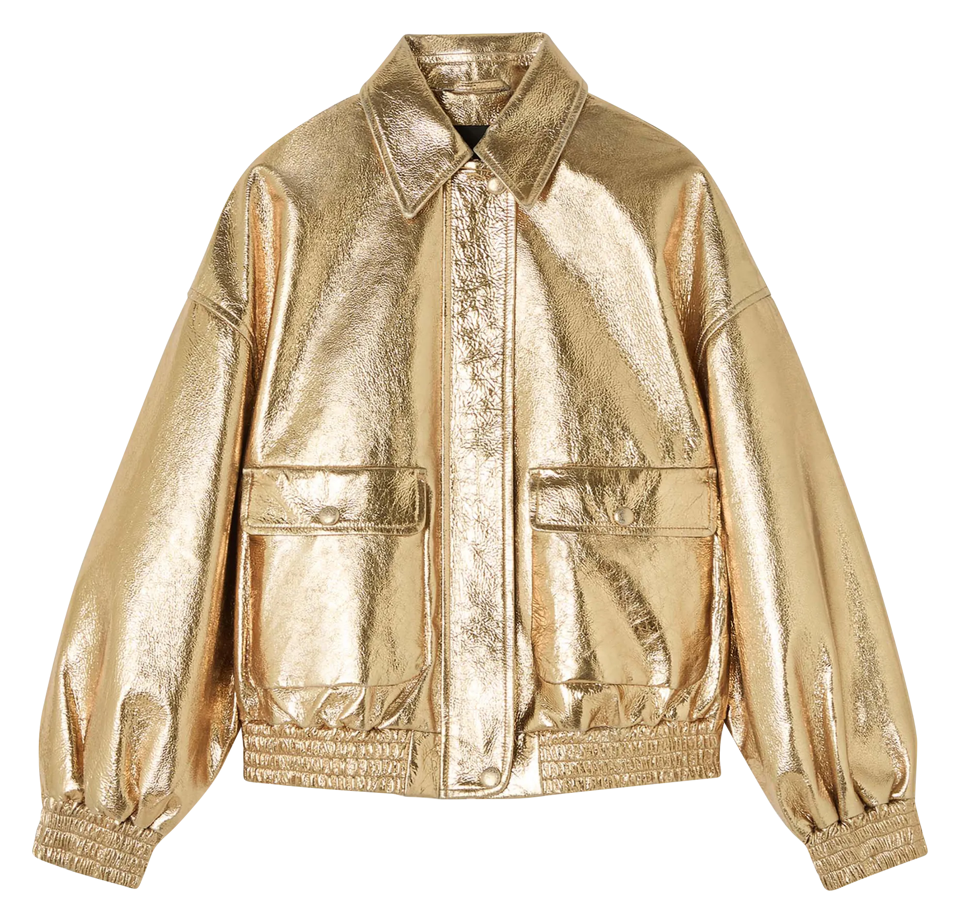 TARA JARMON BIBBA - Chaqueta oversize de cuero metalizado en dorado