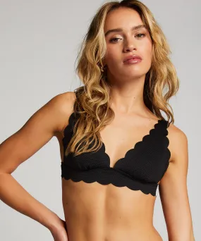 Top de bikini triangular Scallop - Negro