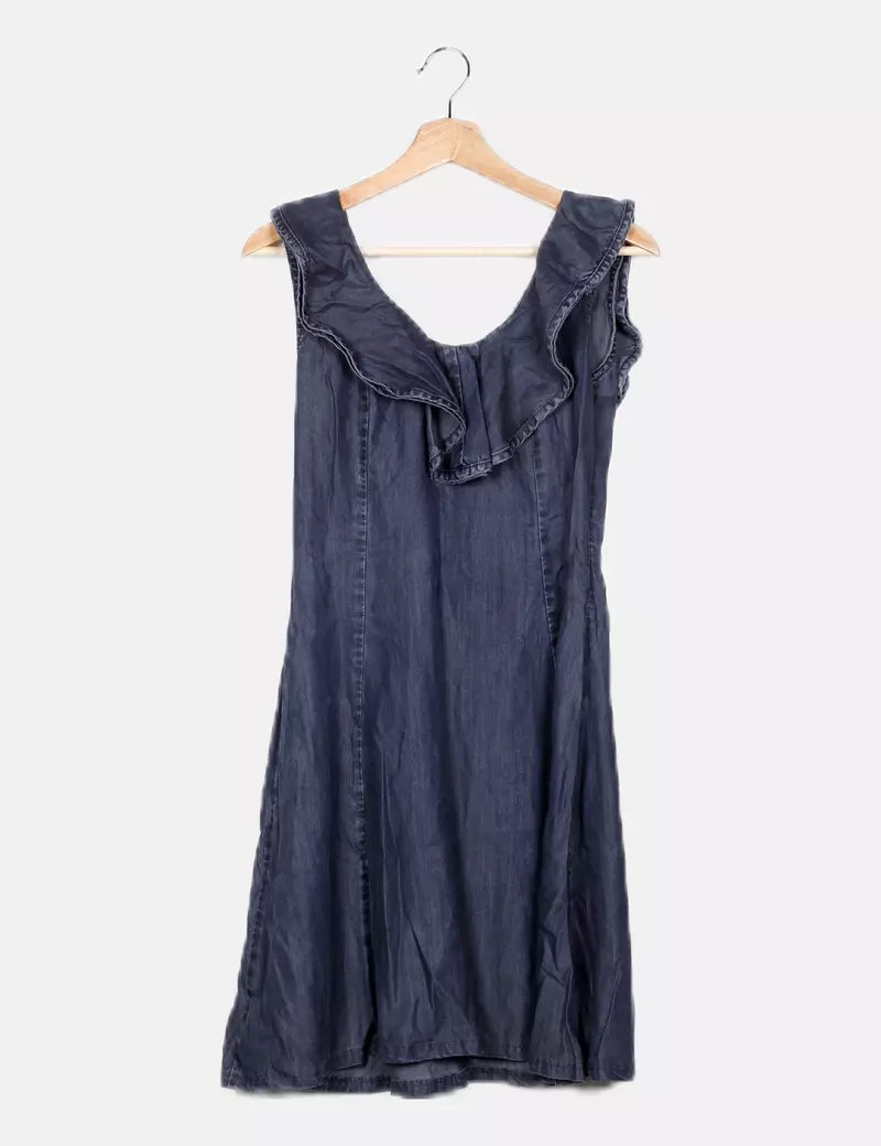 Uterqüe Vestido denim azul