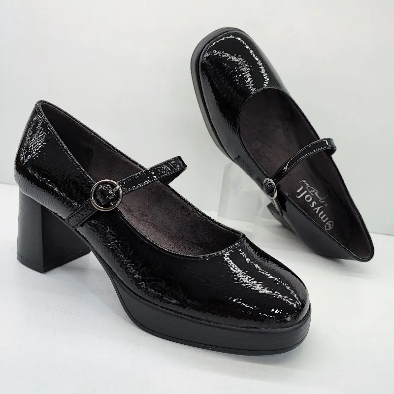 ZAPATO CORREA EMPEINE TACON COMODO MYSOFT NEGRO