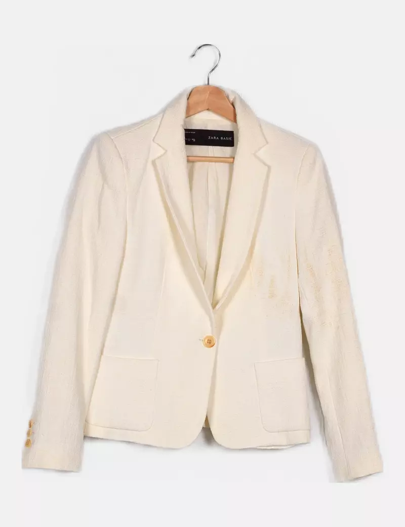 Zara Blazer blanca texturizada