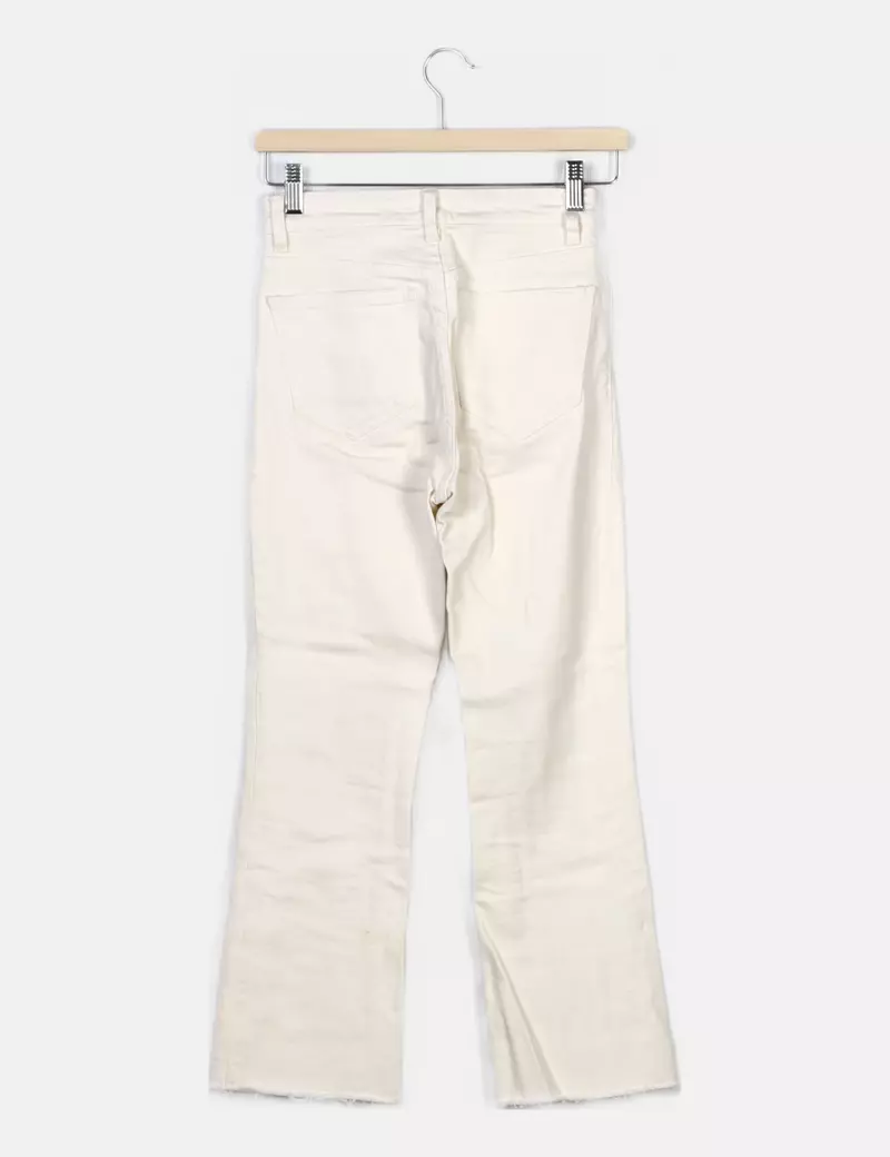 Zara Pantalón denim blanco campana