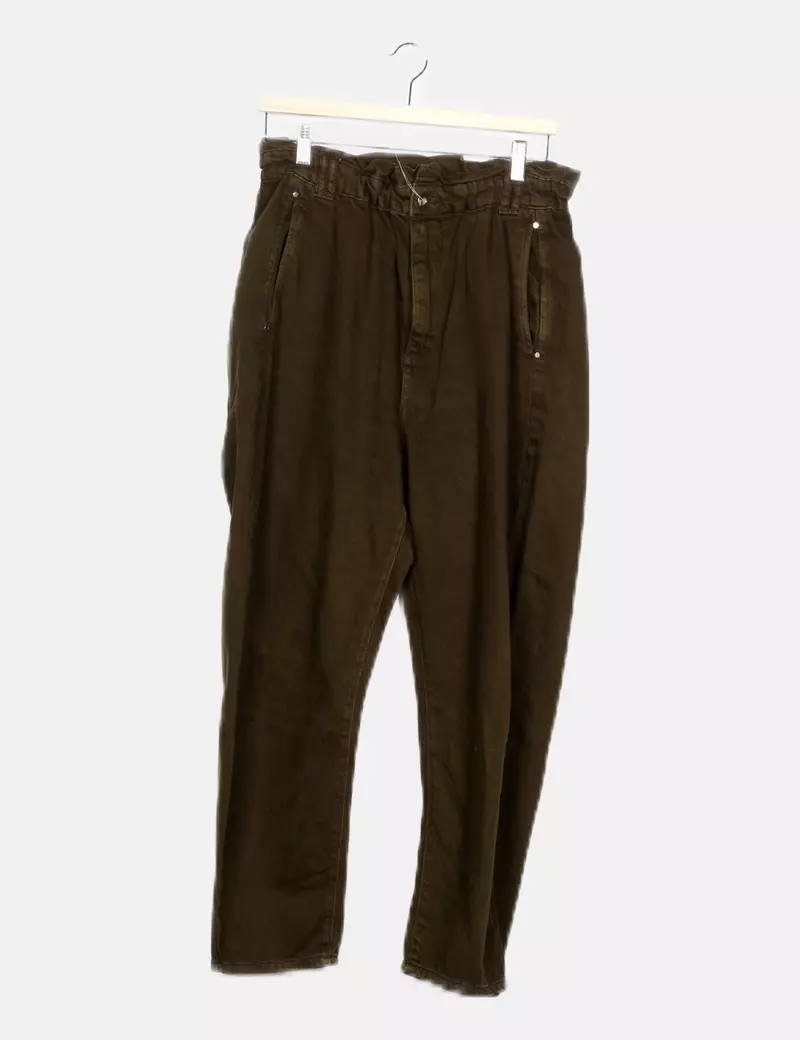 Zara Pantalón verde baggy