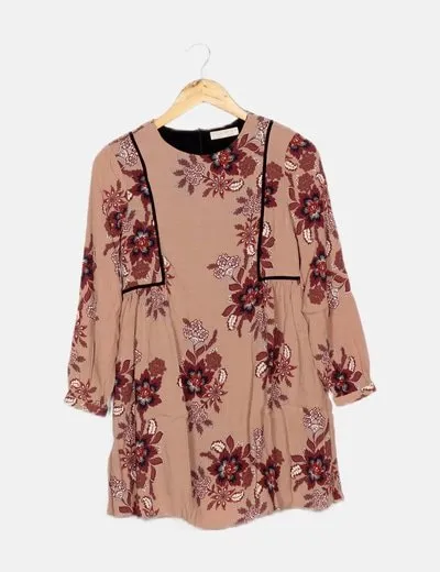 Zara Vestido marrón floral